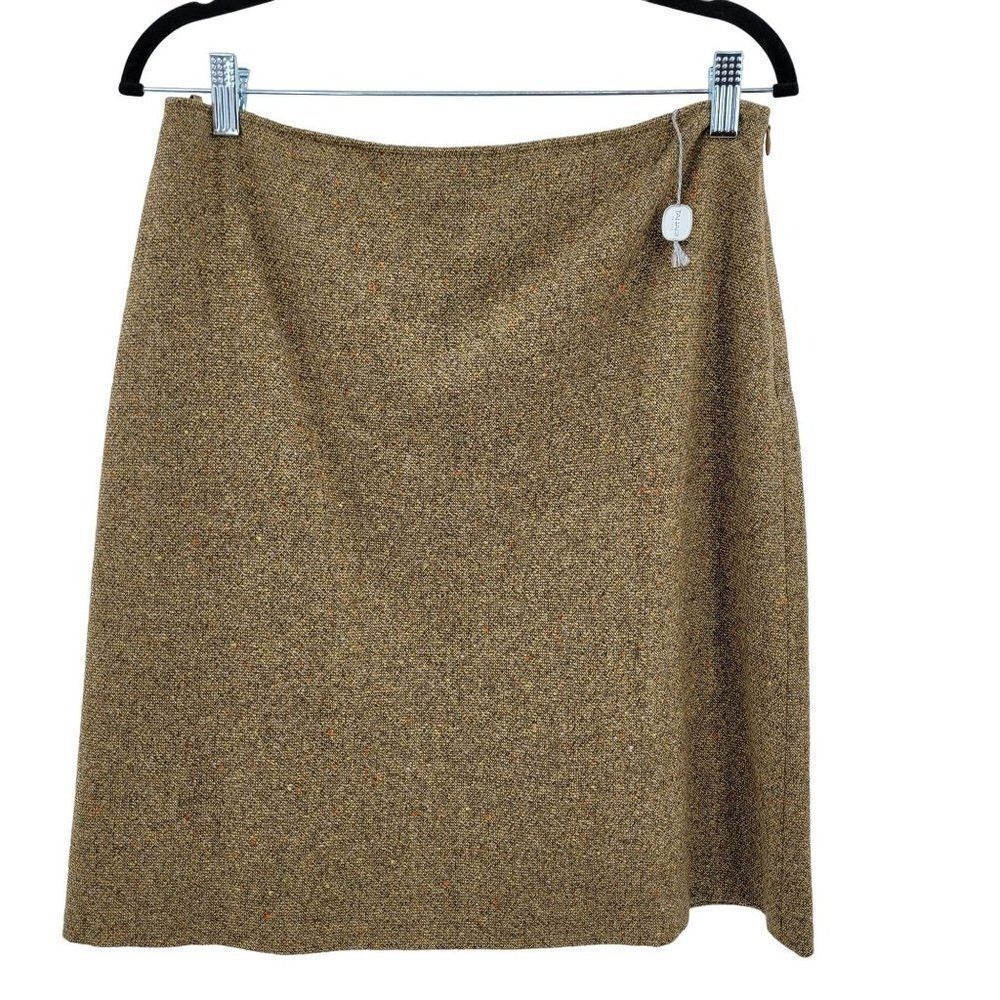 Vtg Deadstock Tahari 100% Wool Twee Aline Skirt Sz 12P Old Money Career Academia